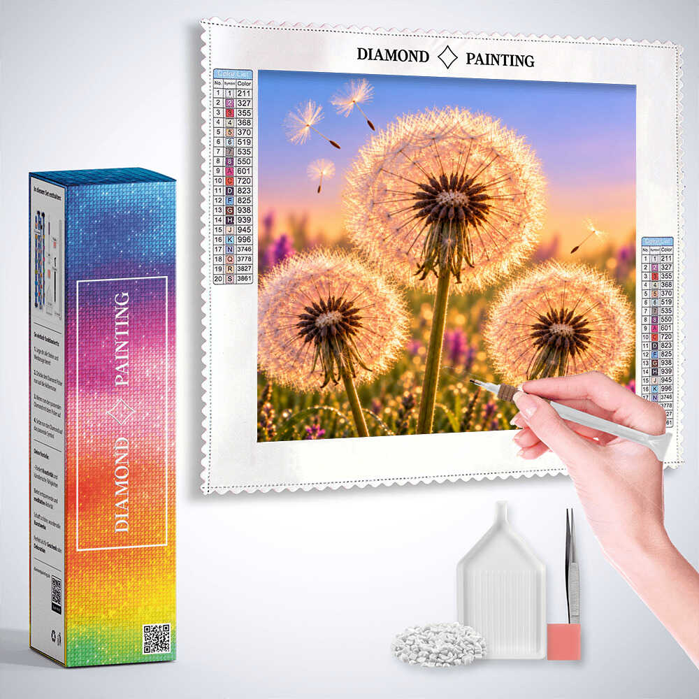 Dandelions on the lakeshore — Diamond Painting Kit, product view 3