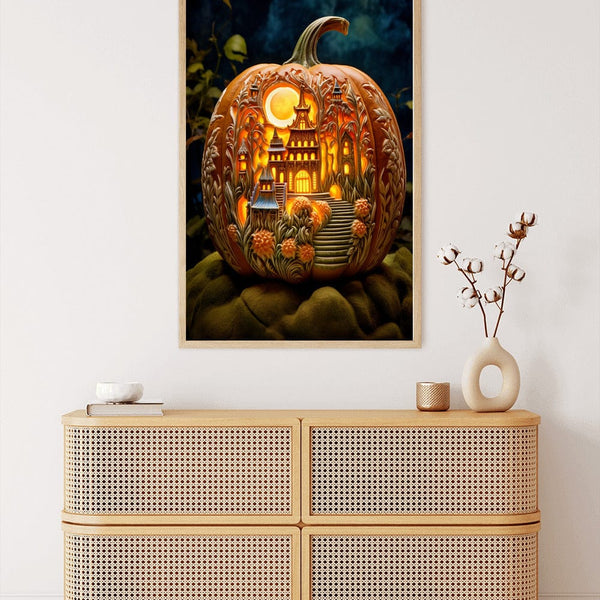 Halloween, lighted pumpkin — Diamond Painting Kit, product view 3