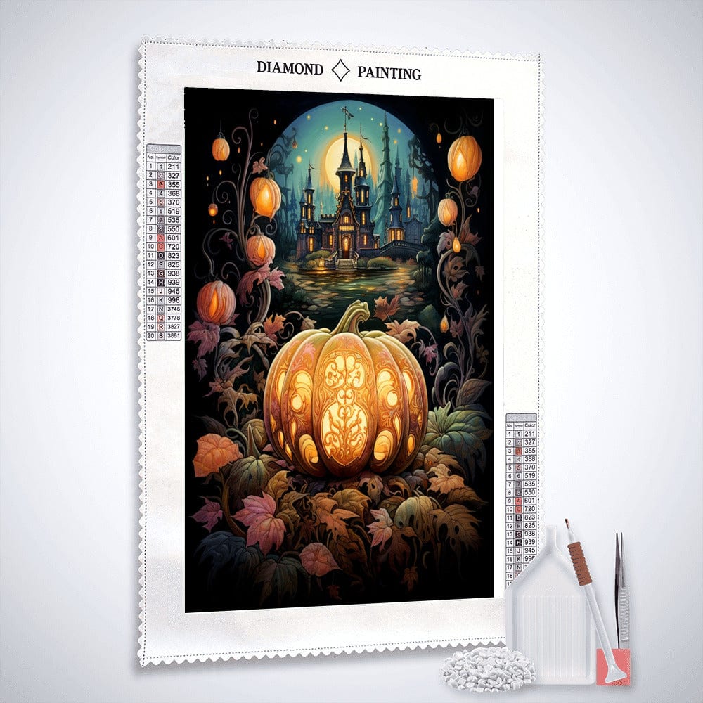 Luminous pumpkin, windowsill — Diamond Painting Kit, product view 2