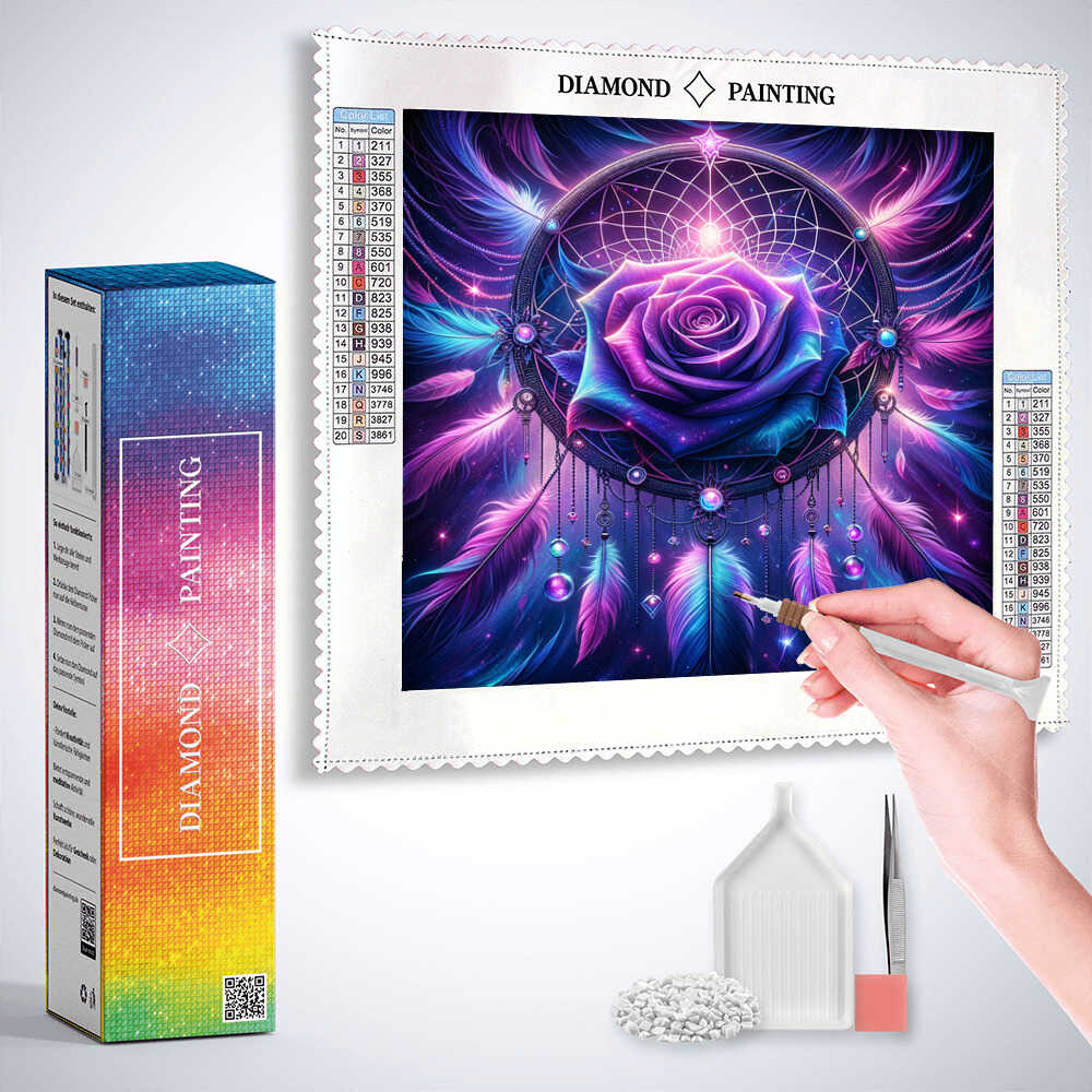 Dreamcatcher Rose in Purple — Diamond Painting Kit, product view 3