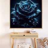 Blue rose with water drops — Diamond Painting Kit, product view 2