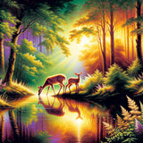 Deer in the Sunbeams — Diamond Painting Kit design