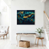 World Map in Teal — Diamond Painting Kit, product view 2