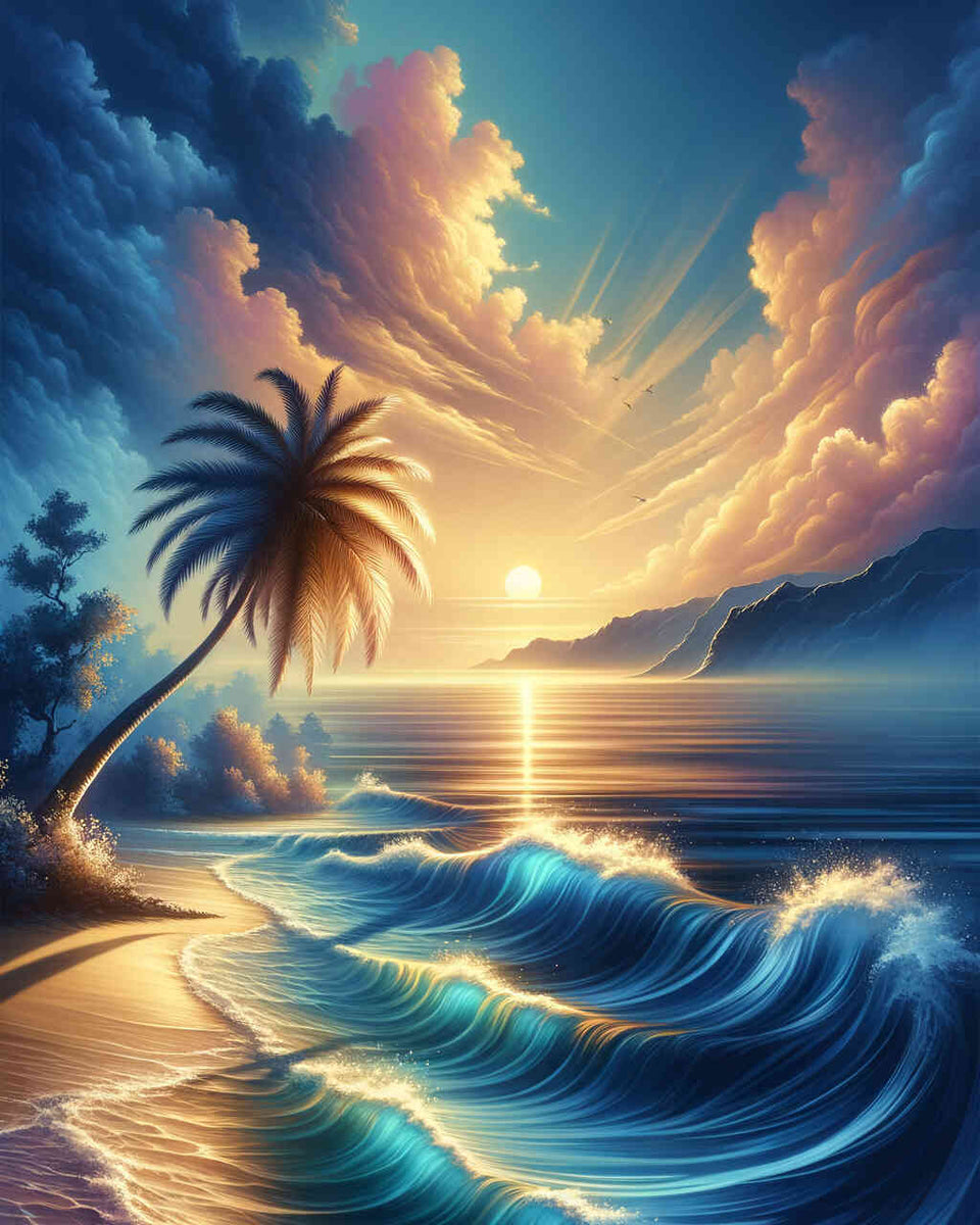 Gentle waves in the evening — Diamond Painting Kit design