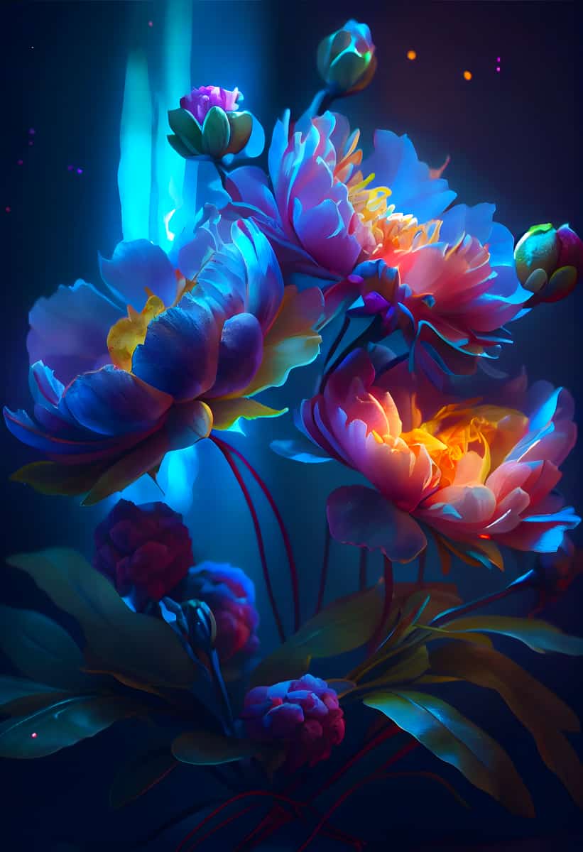 Neon flower arrangement — AB Diamond Painting Kit design