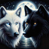 White and Black Wolves — Diamond Painting Kit design