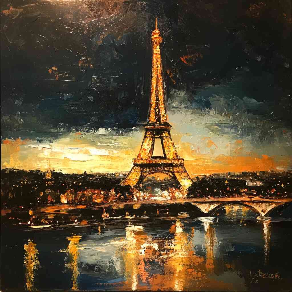 Golden Eiffel Tower at Dusk — Diamond Painting Kit design