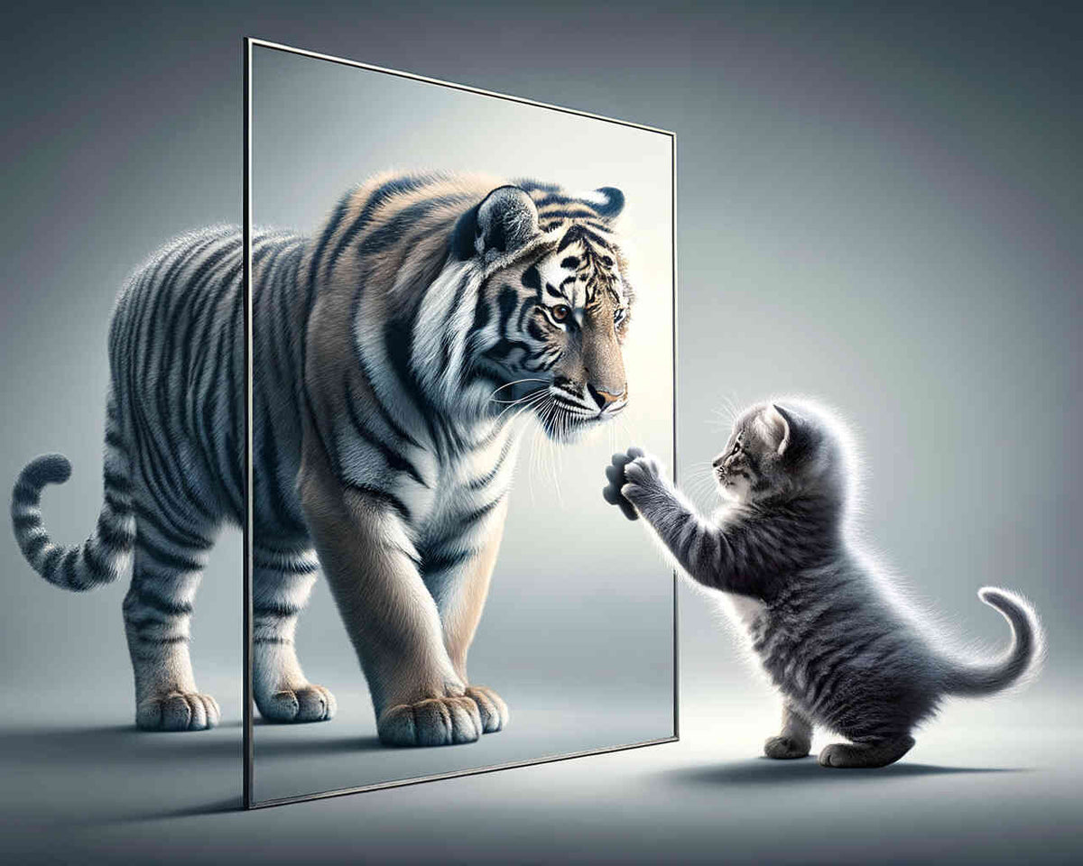 Kitten with a Tiger Reflection — Diamond Painting Kit design
