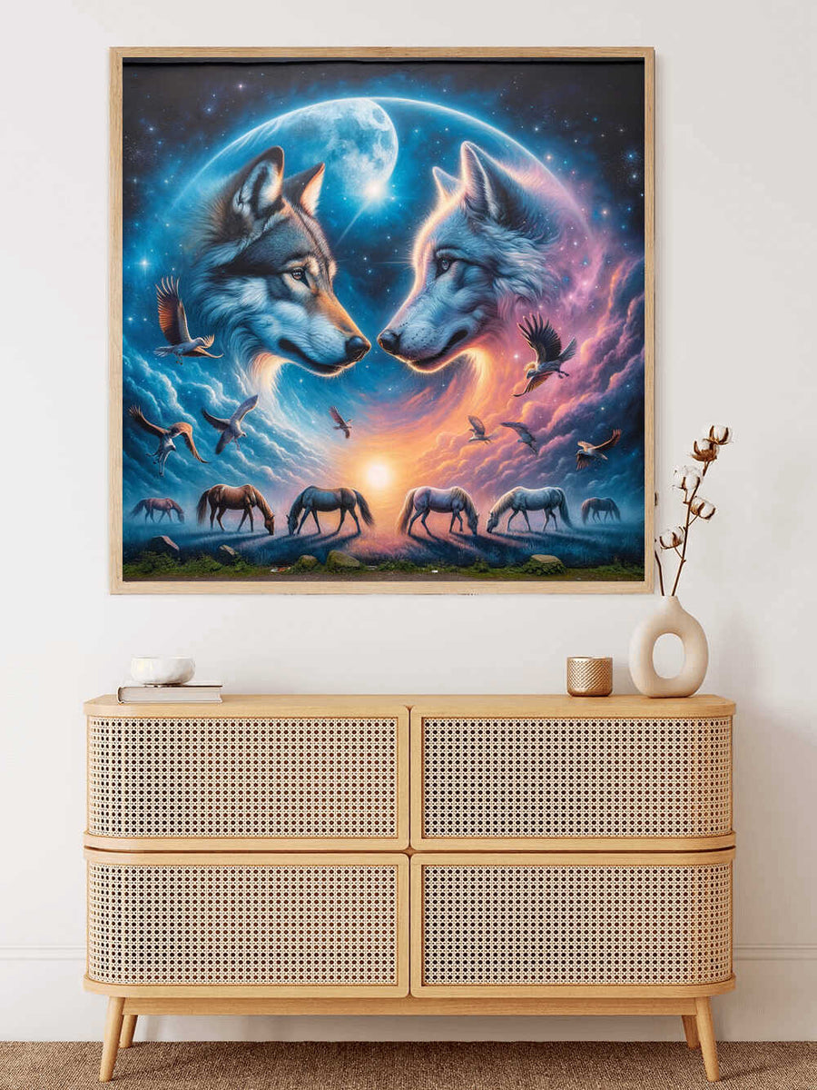 Horses and wolves couples — Diamond Painting Kit, product view 2