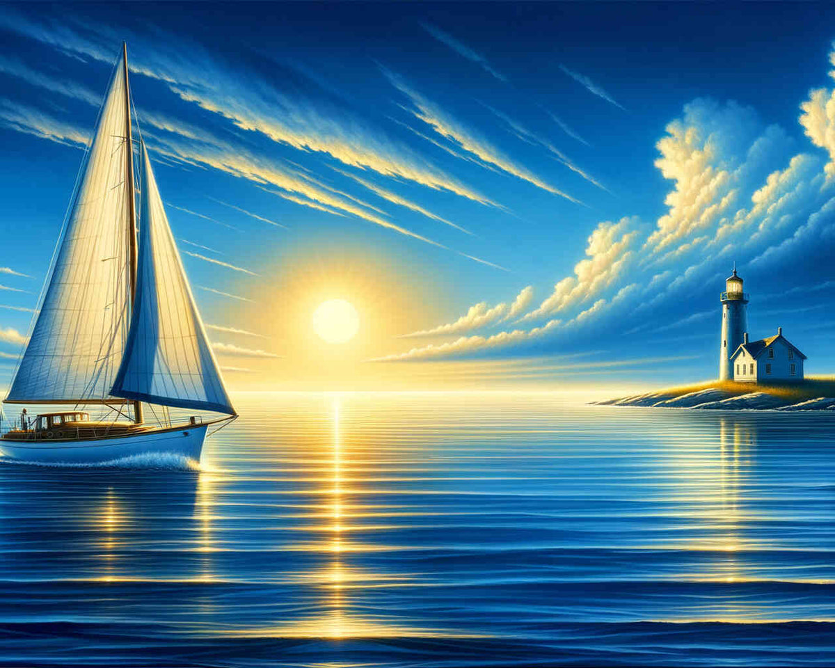 Idyllic trip on a sailing boat — Diamond Painting Kit design