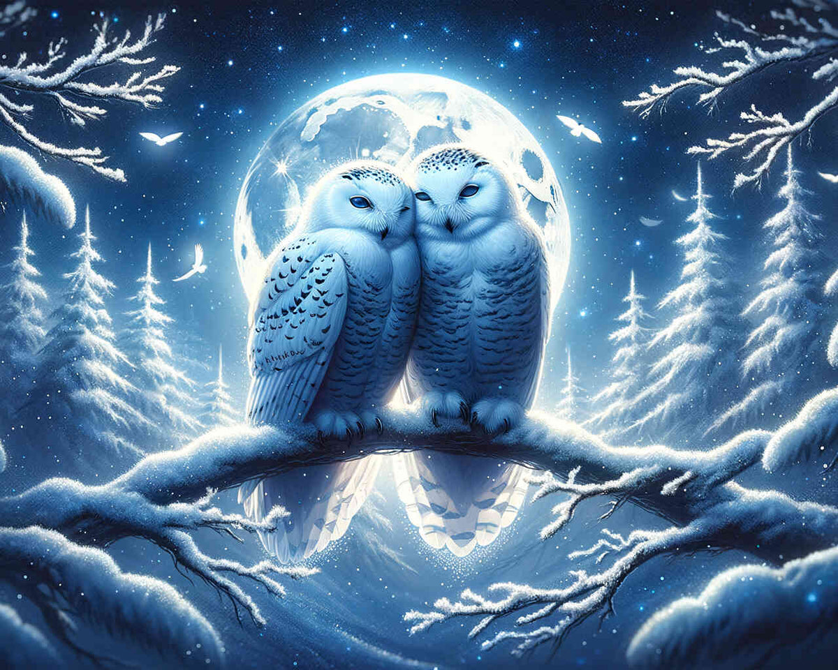 A Pair of Snowy Owls — Diamond Painting Kit design
