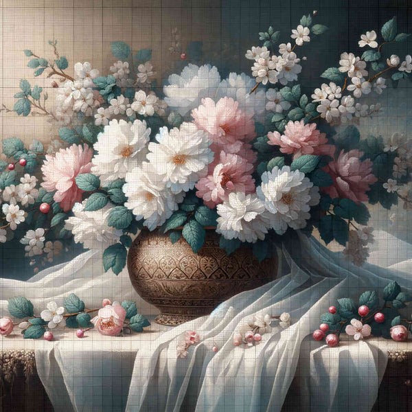 White and Pink Bouquet — Diamond Painting Kit design