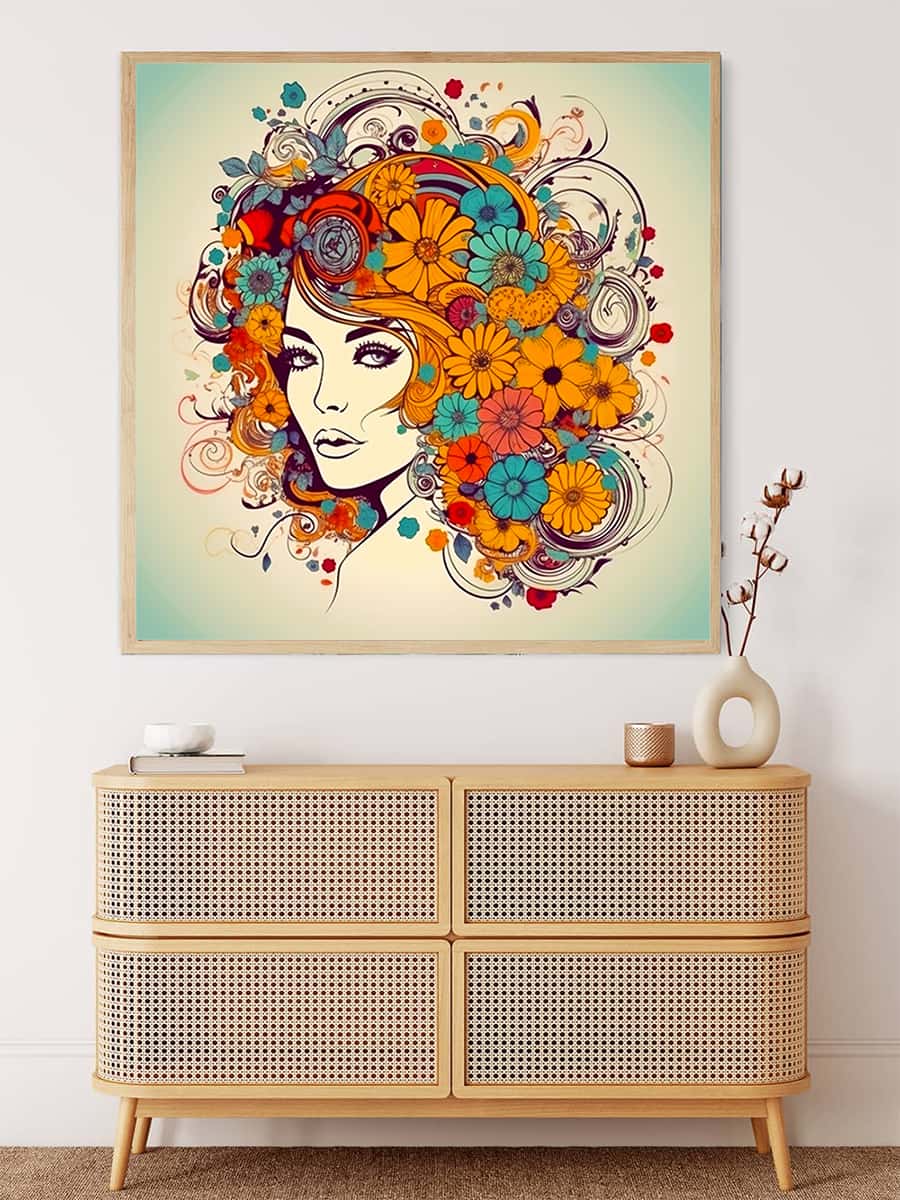 Woman with flower hairstyle — Diamond Painting Kit, product view 3