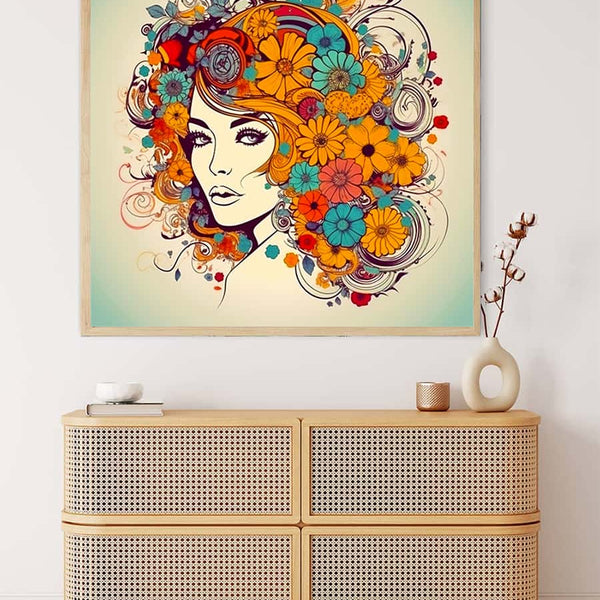 Woman with flower hairstyle — Diamond Painting Kit, product view 3