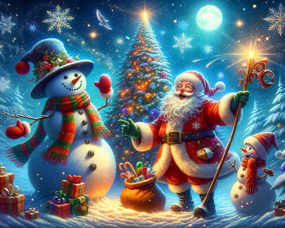 Snowman and Santa — Diamond Painting Kit design
