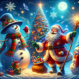 Snowman and Santa — Diamond Painting Kit design
