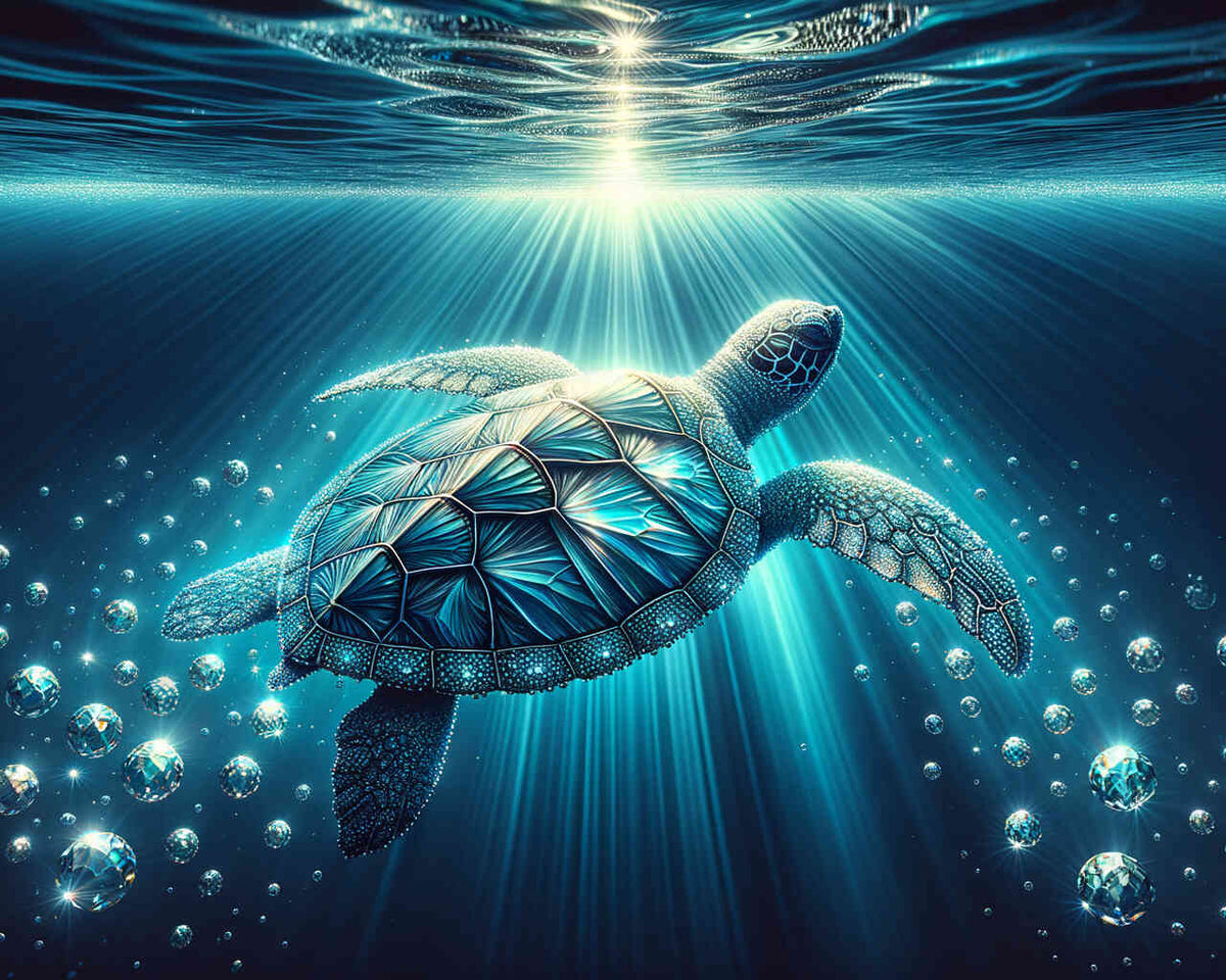 Turtle in the Ocean — Diamond Painting Kit design