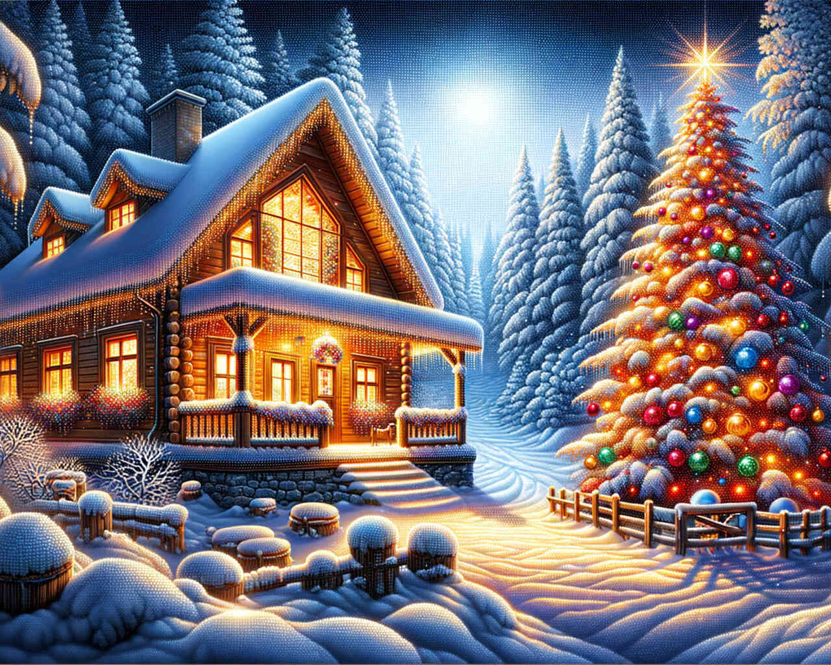 House in the Winter Forest — Diamond Painting Kit design