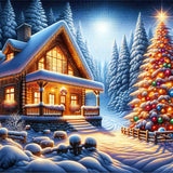 House in the Winter Forest — Diamond Painting Kit design