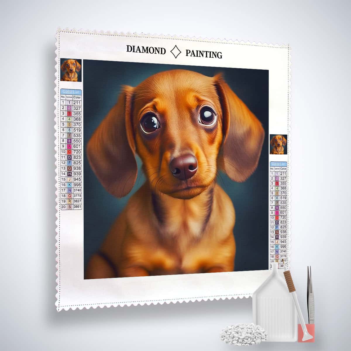 Dachshund with floppy ears — Diamond Painting Kit, product view 2