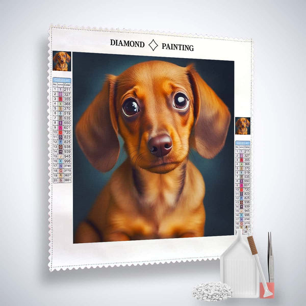 Dachshund with floppy ears — Diamond Painting Kit, product view 2
