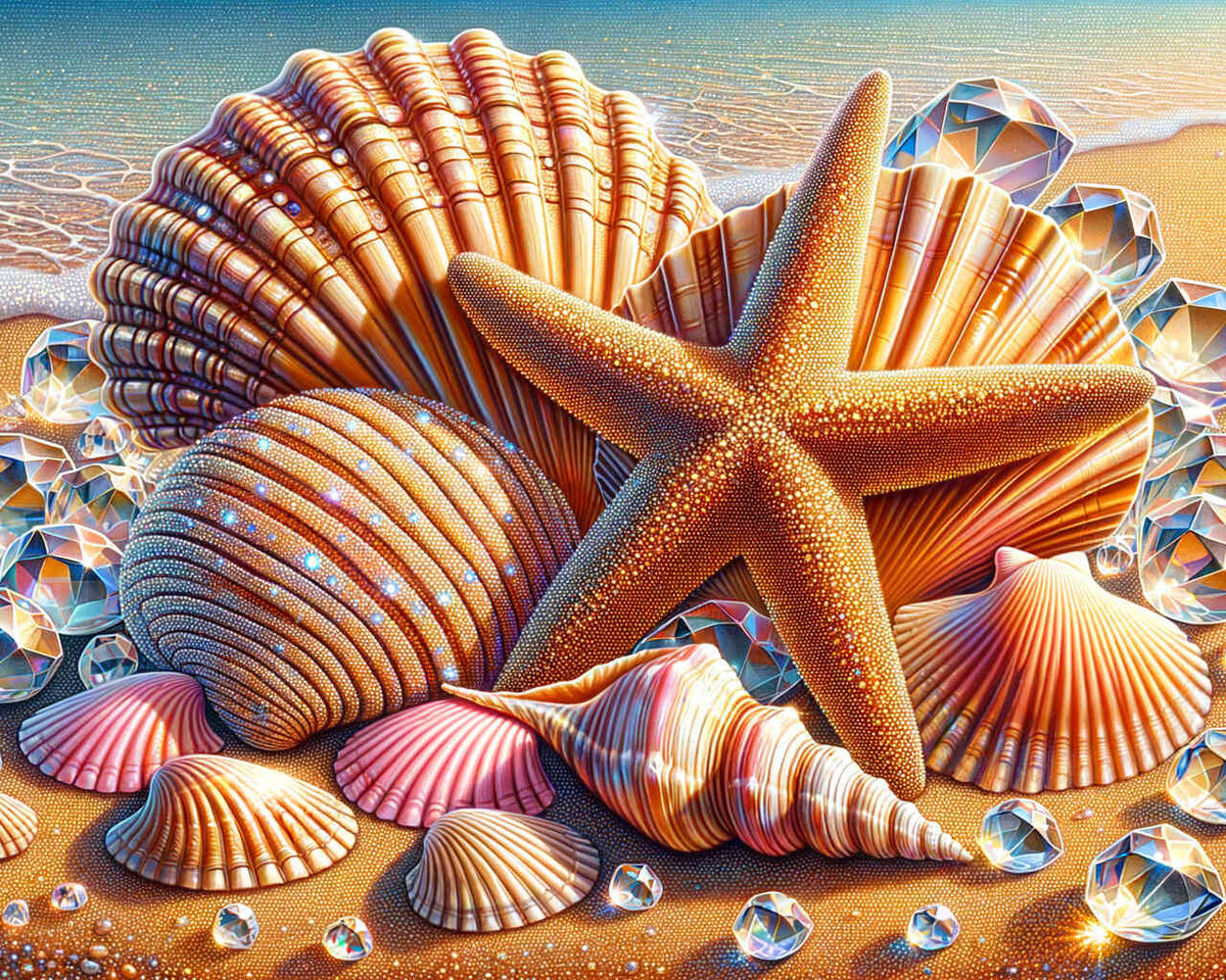 Starfish and Seashell — Diamond Painting Kit design