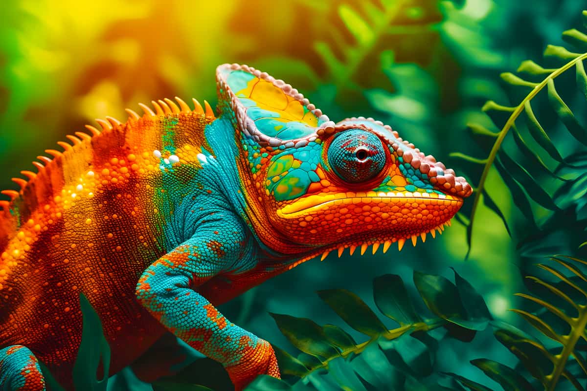 Chameleon in the rainforest — AB Diamond Painting Kit design