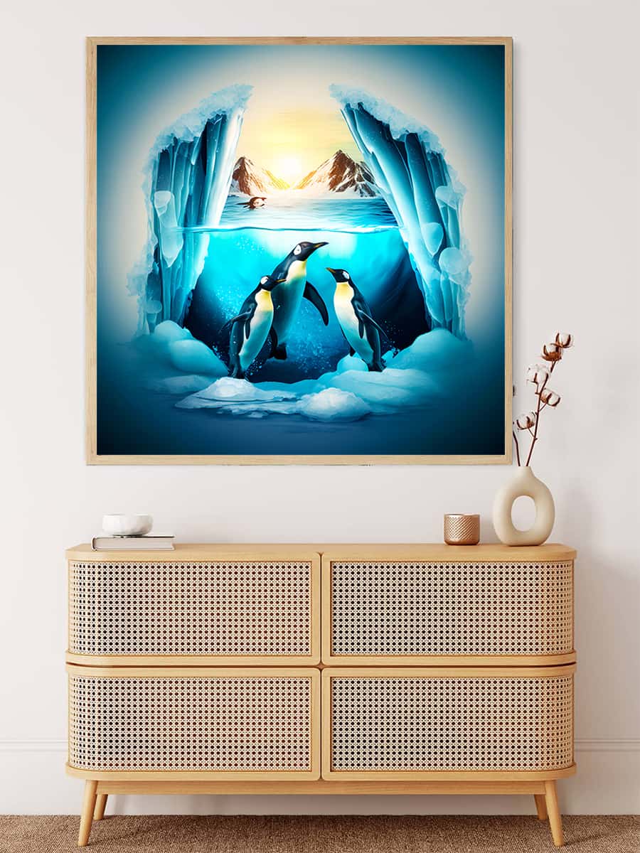 Penguins under water — Diamond Painting Kit, product view 3