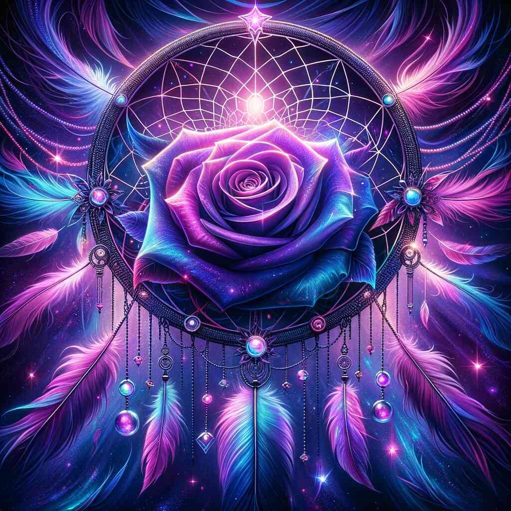 Dreamcatcher Rose in Purple — Diamond Painting Kit design