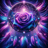 Dreamcatcher Rose in Purple — Diamond Painting Kit design