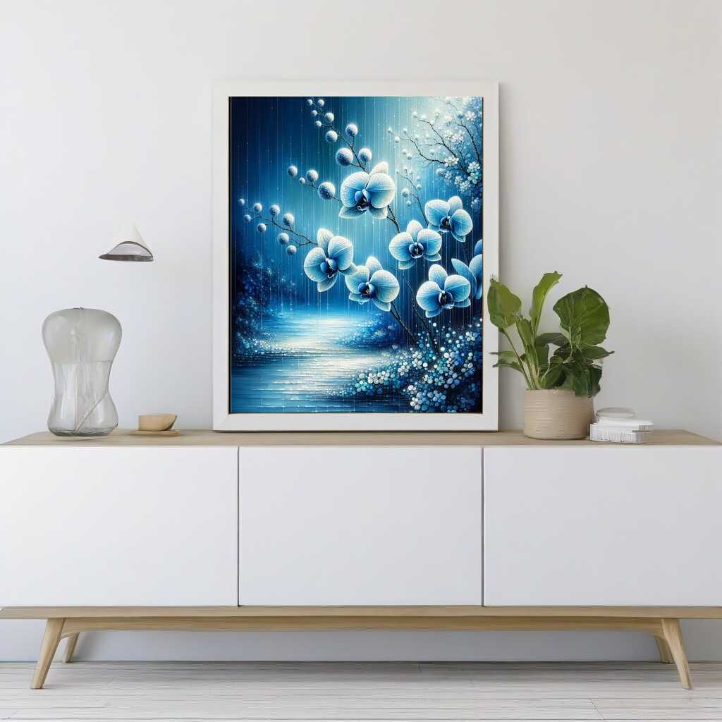Orchid in blue — Diamond Painting Kit, product view 2