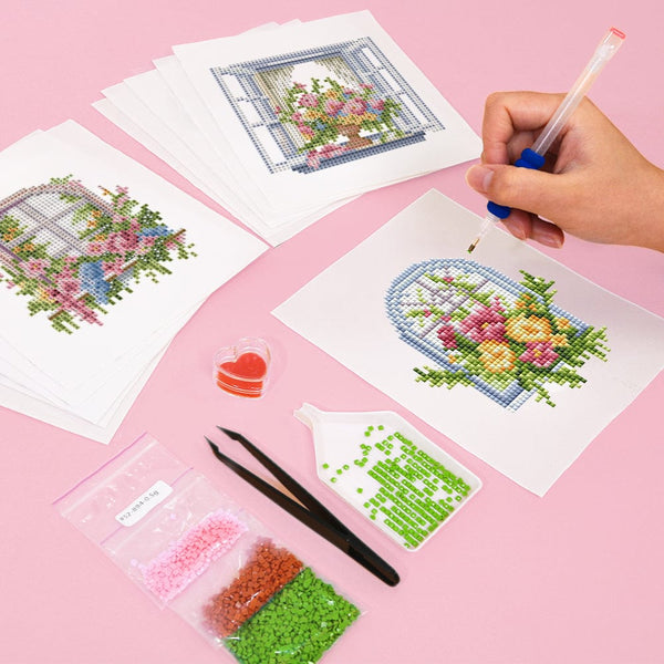 Floral Windows, Set of 12 — Mini Diamond Painting Set, product view 11