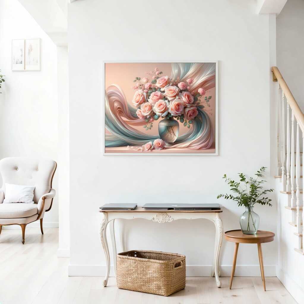 Pink Roses in a Vase — Diamond Painting Kit, product view 2