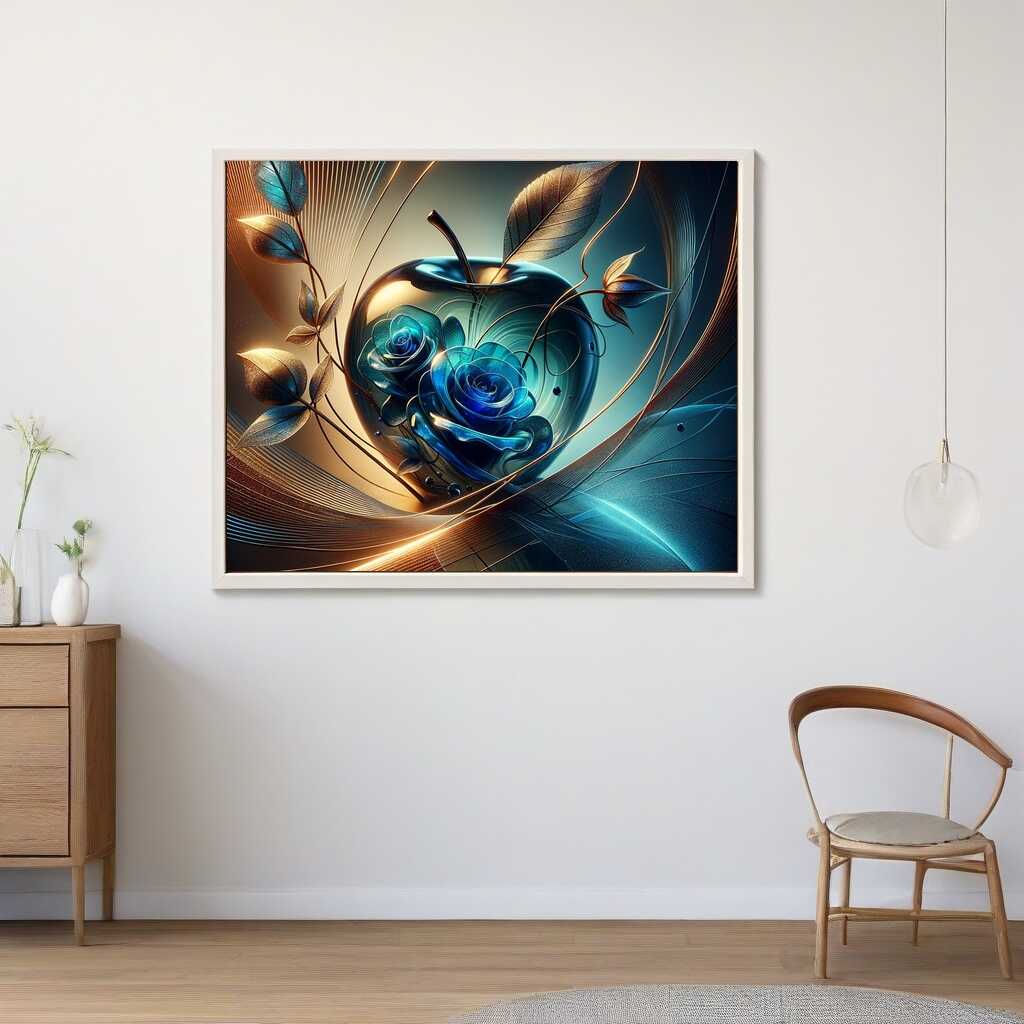 Glass apple blue roses — Diamond Painting Kit, product view 2