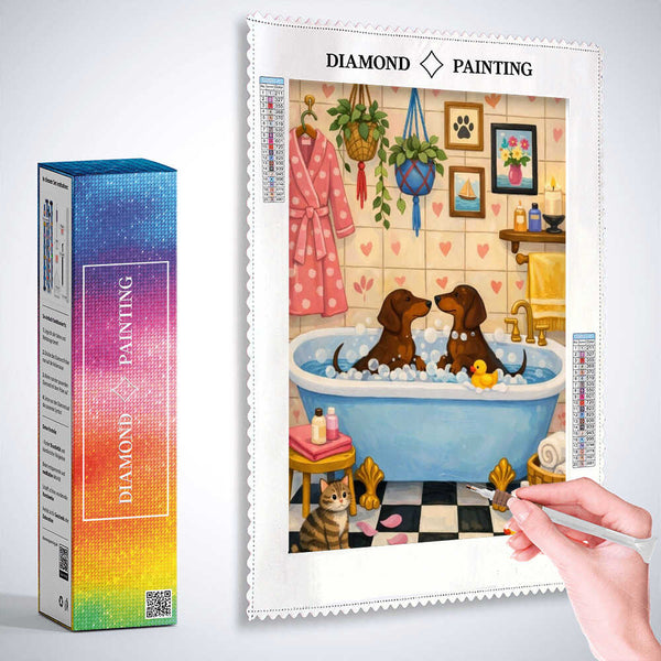 Dachshund Bubble Bath — Diamond Painting Kit, product view 3