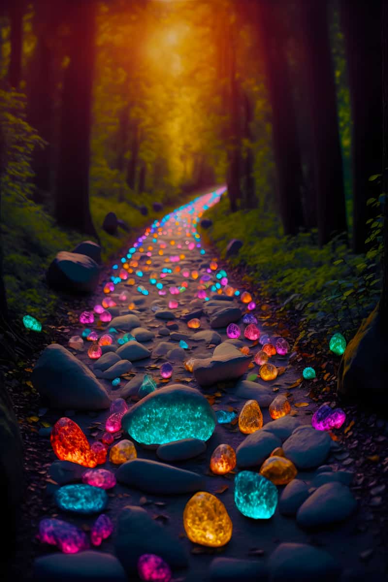 Path with glowing stones — AB Diamond Painting Kit design