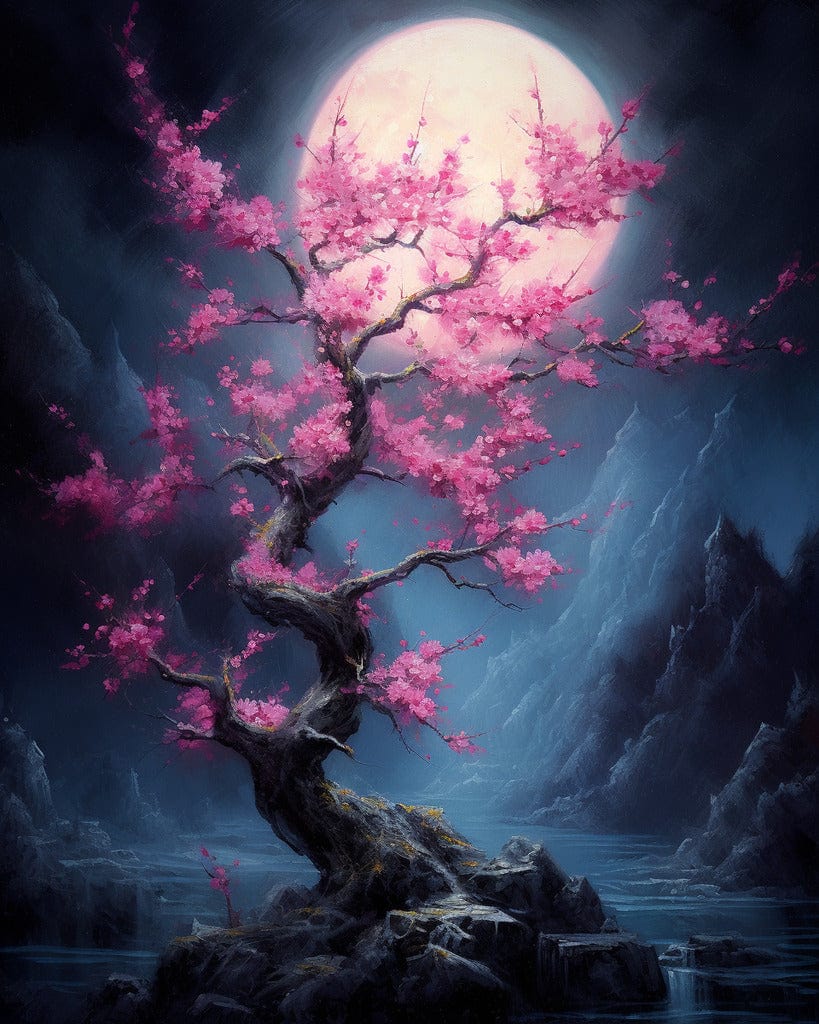 Moonlight Peach Tree — Diamond Painting Kit design