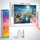 Winter Village by the River — Diamond Painting Kit, product view 2