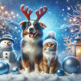 Dog and Cat Winter — Diamond Painting Kit design