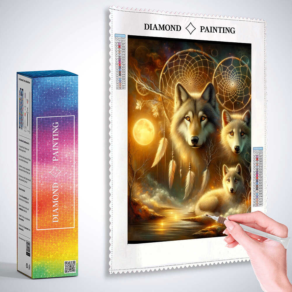 Wolves in a dreamcatcher — Diamond Painting Kit, product view 3