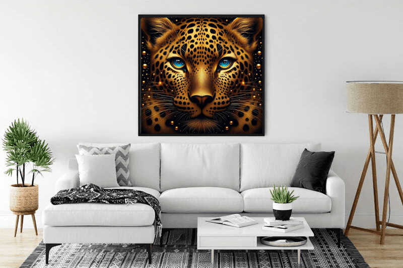 Leopard with blue eyes — Diamond Painting Kit, product view 2