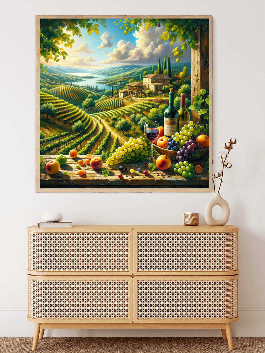 Window view of vineyard — Diamond Painting Kit, product view 2