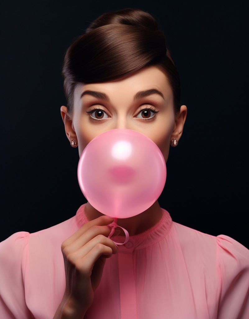 Audrey Hepburn with chewing gum in her mouth — Diamond Painting Kit design