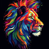 Magnificent lion in rainbow colors — Diamond Painting Kit design