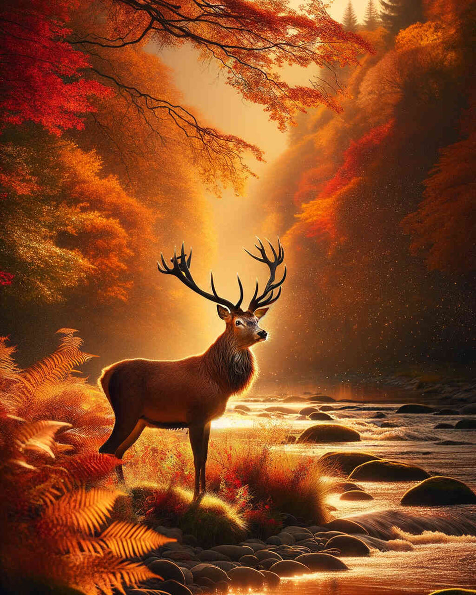 Deer at the river — Diamond Painting Kit design