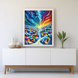 Colorful abstract houses — Diamond Painting Kit, product view 2