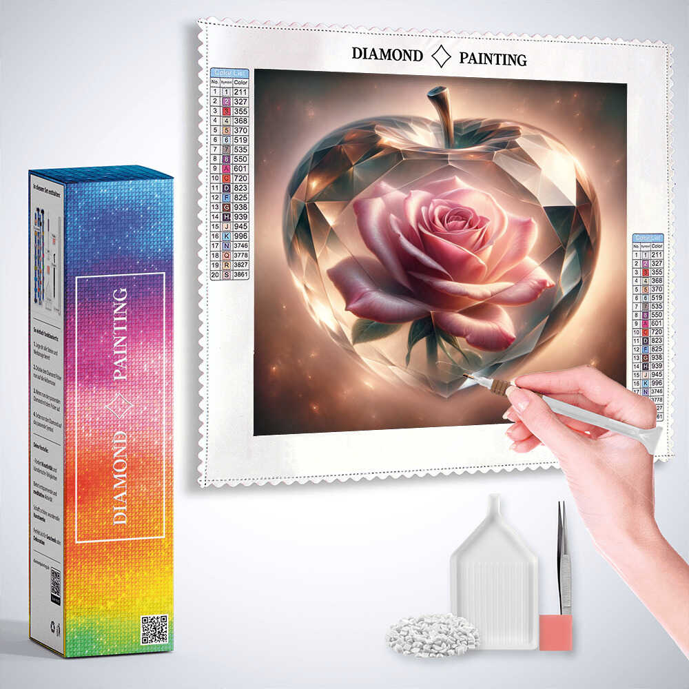 Glass apple pink rose — Diamond Painting Kit, product view 3