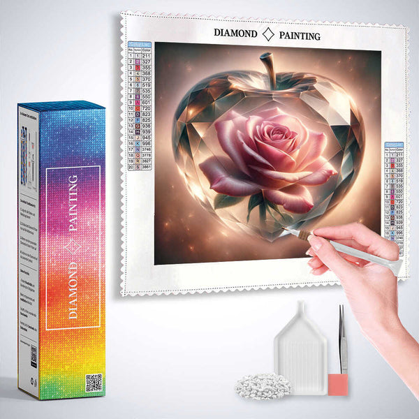 Glass apple pink rose — Diamond Painting Kit, product view 3