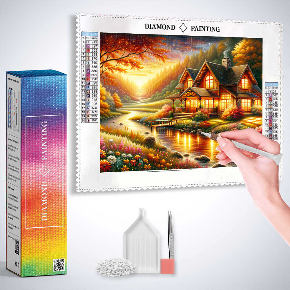 House in the Meadows — Diamond Painting Kit, product view 3
