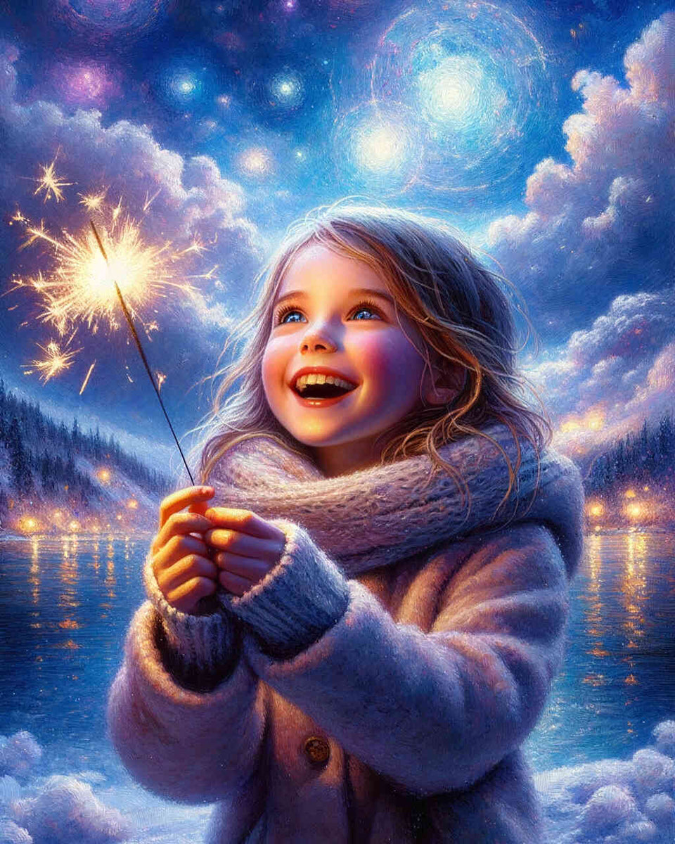 Sparklers girl — Diamond Painting Kit design
